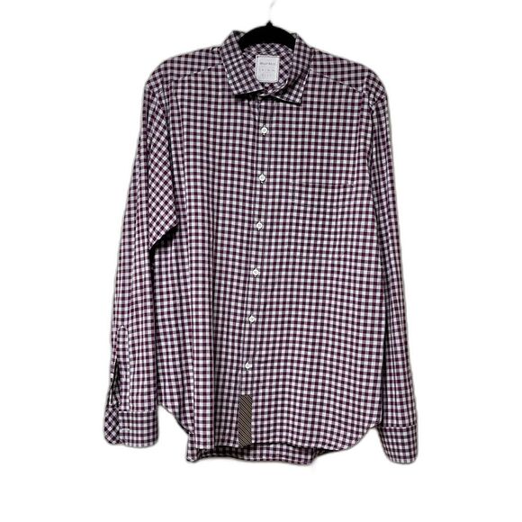 BILLY REID Burgundy/Gray Check Long Sleeve Button Down Shirt - Picture 1 of 6